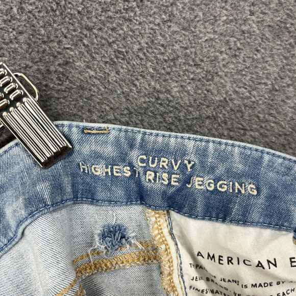 American Eagle Jeans Youth 0 Next Level Stretch Distressed Curvy Hi Rise Jegging - Picture 10 of 14